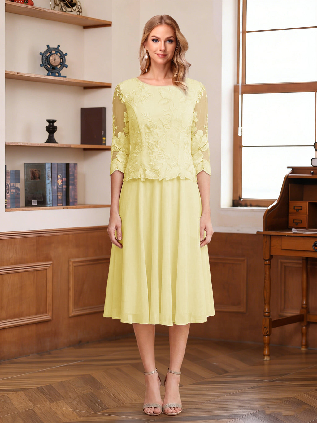 Wendy Claire Daffodil front view mother of the bride dress