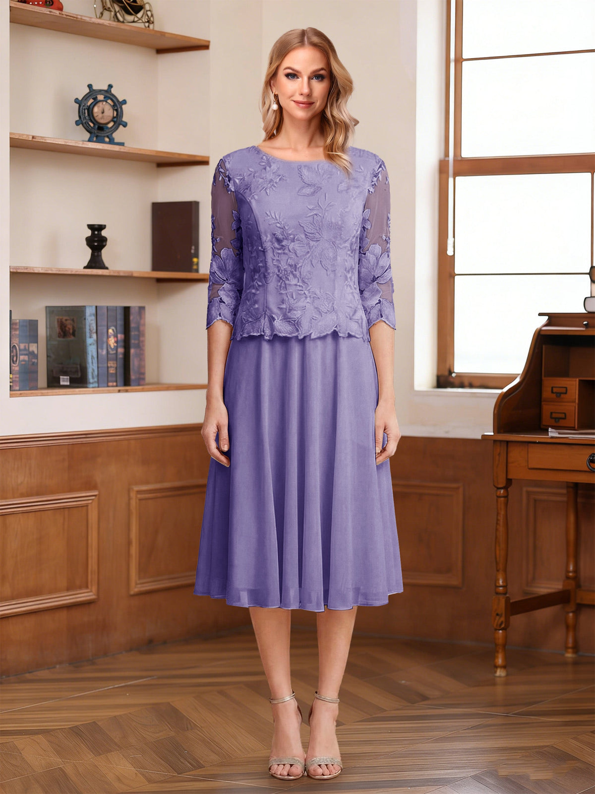 Wendy Claire Lilac back view mother of the bride dress