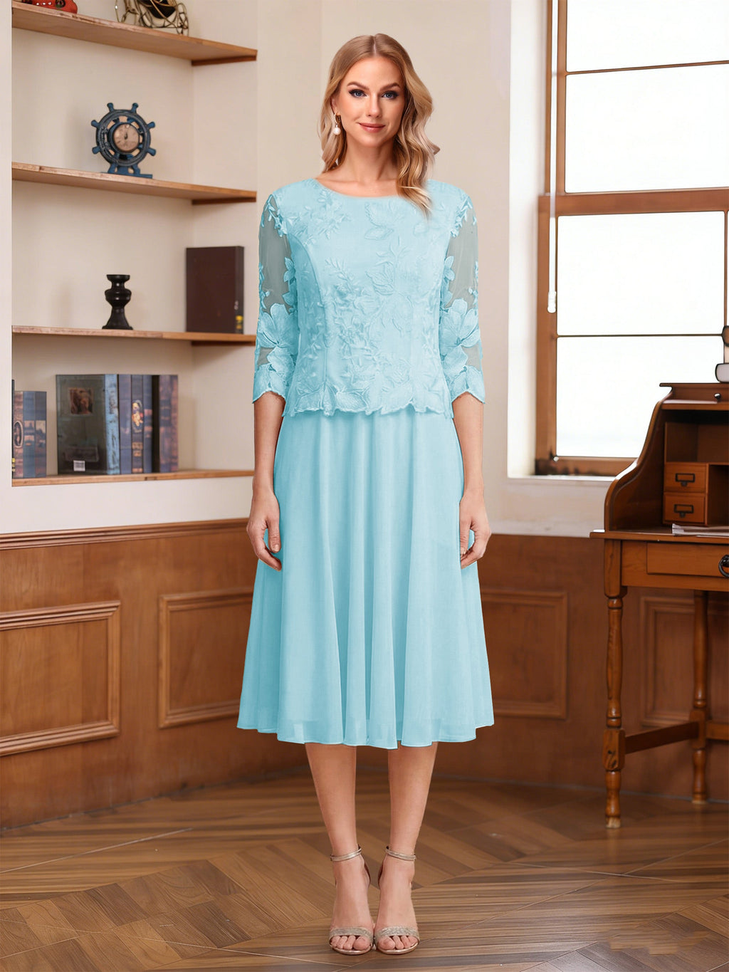 Wendy Claire Sky Blue side view mother of the bride dress