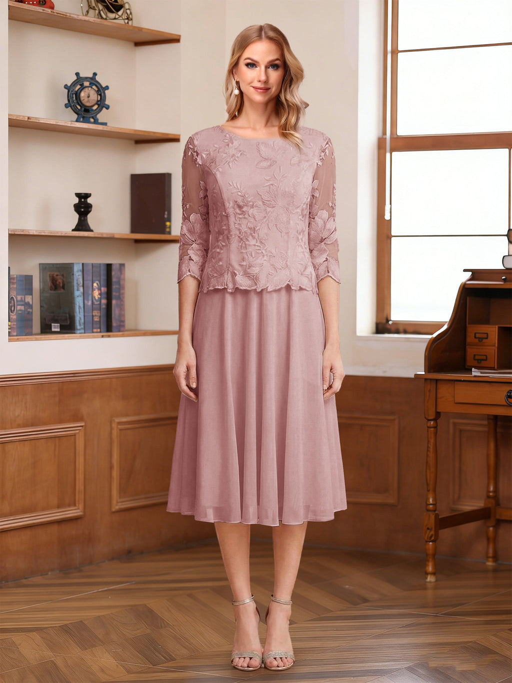 Wendy Claire Mauve front view mother of the bride dress