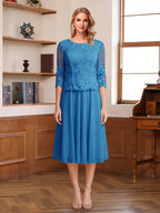 Wendy Claire Ocean Blue front view mother of the bride dress