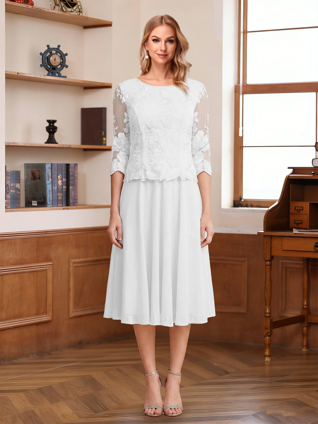 Wendy Claire Ivory back view mother of the bride dress