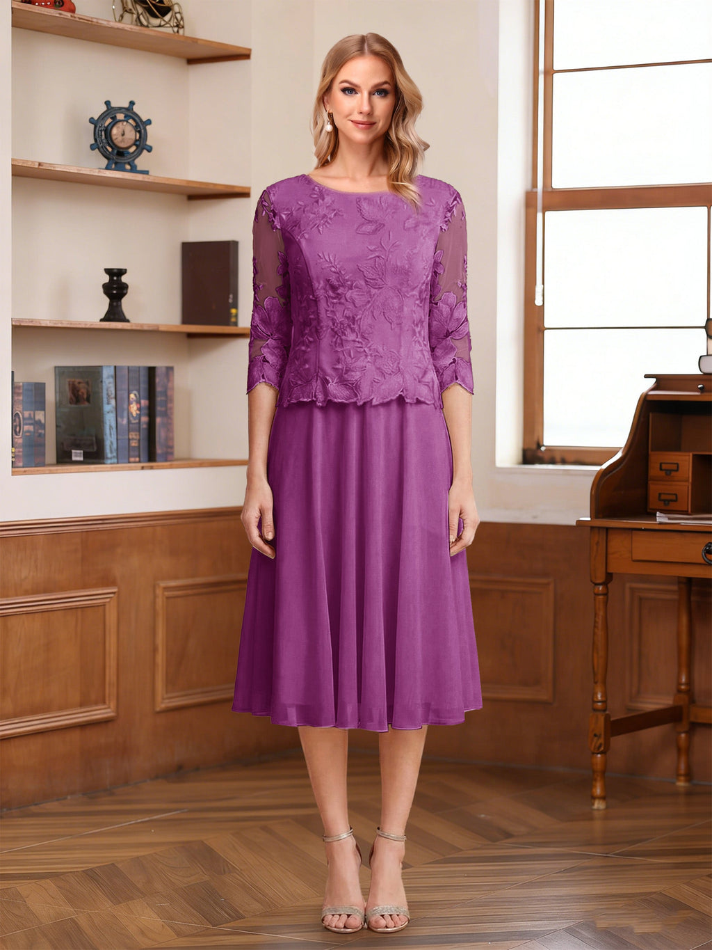 Wendy Claire Orchid front view mother of the bride dress