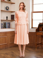 Wendy Claire Peach front view mother of the bride dress