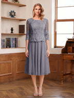 Wendy Claire Steel Grey front view mother of the bride dress