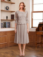 Wendy Claire Taupe front view mother of the bride dress