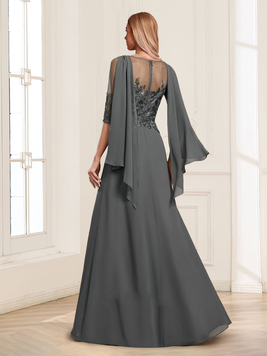 Nora June Steel Grey back view mother of the bride dress