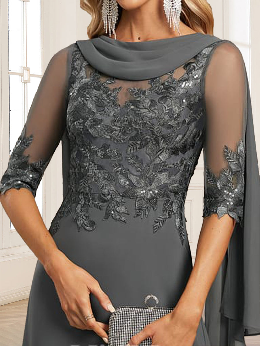 Nora June Steel Grey side view mother of the bride dress