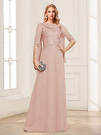 Nora June Blush front view mother of the bride dress