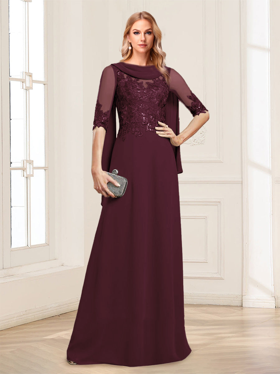Nora June Burgundy side view mother of the bride dress