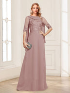 Nora June Dusty Rose back view mother of the bride dress