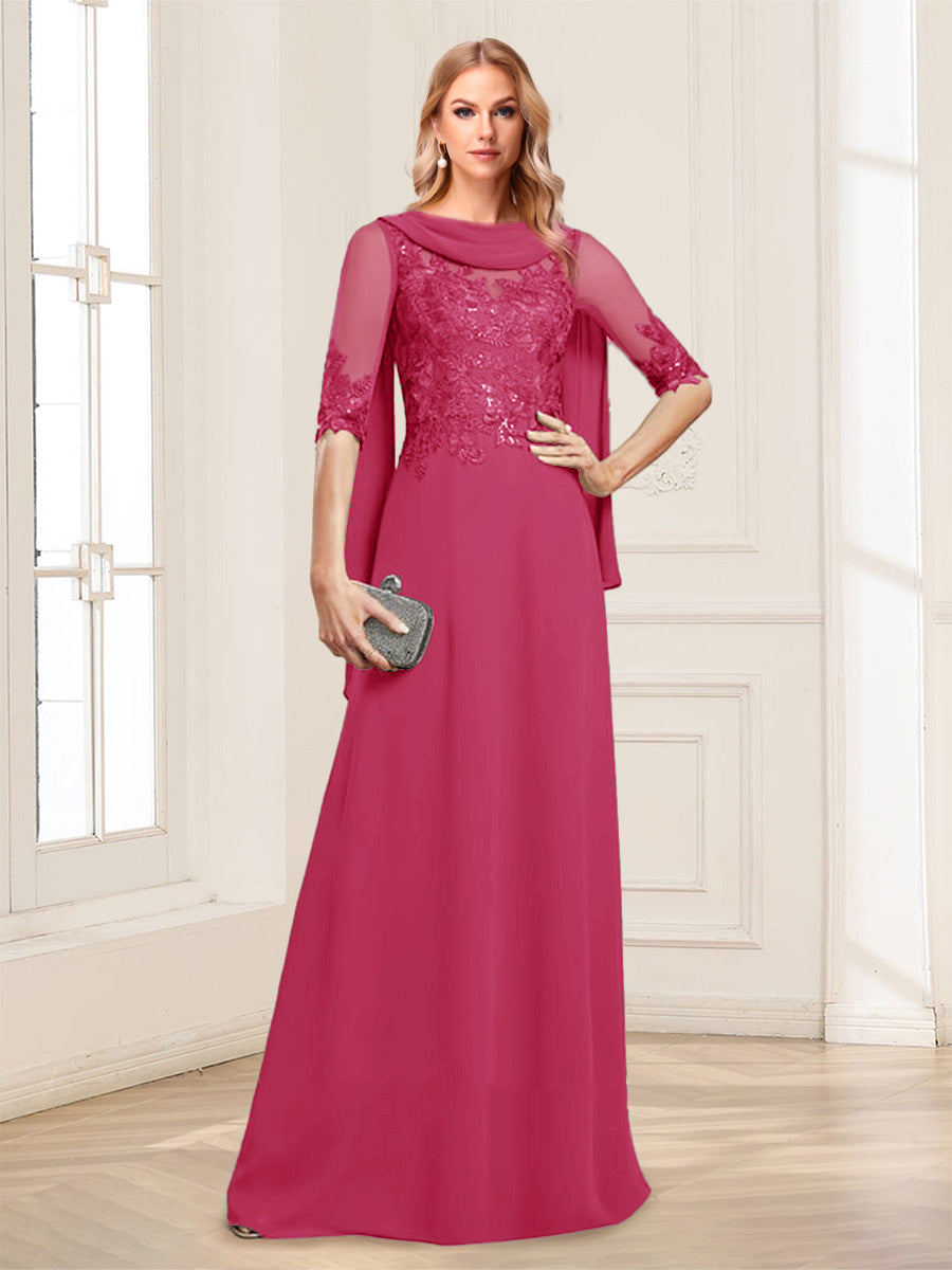 Nora June Fuchsia front view mother of the bride dress