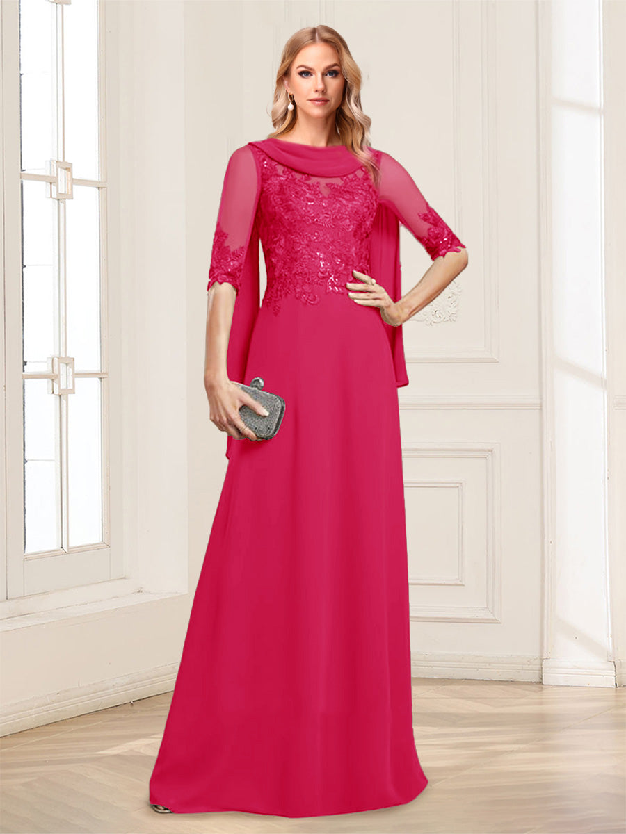 Nora June Fuchsia back view mother of the bride dress