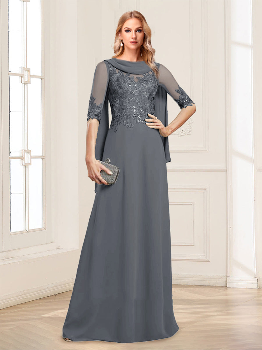 Nora June Grey front view mother of the bride dress