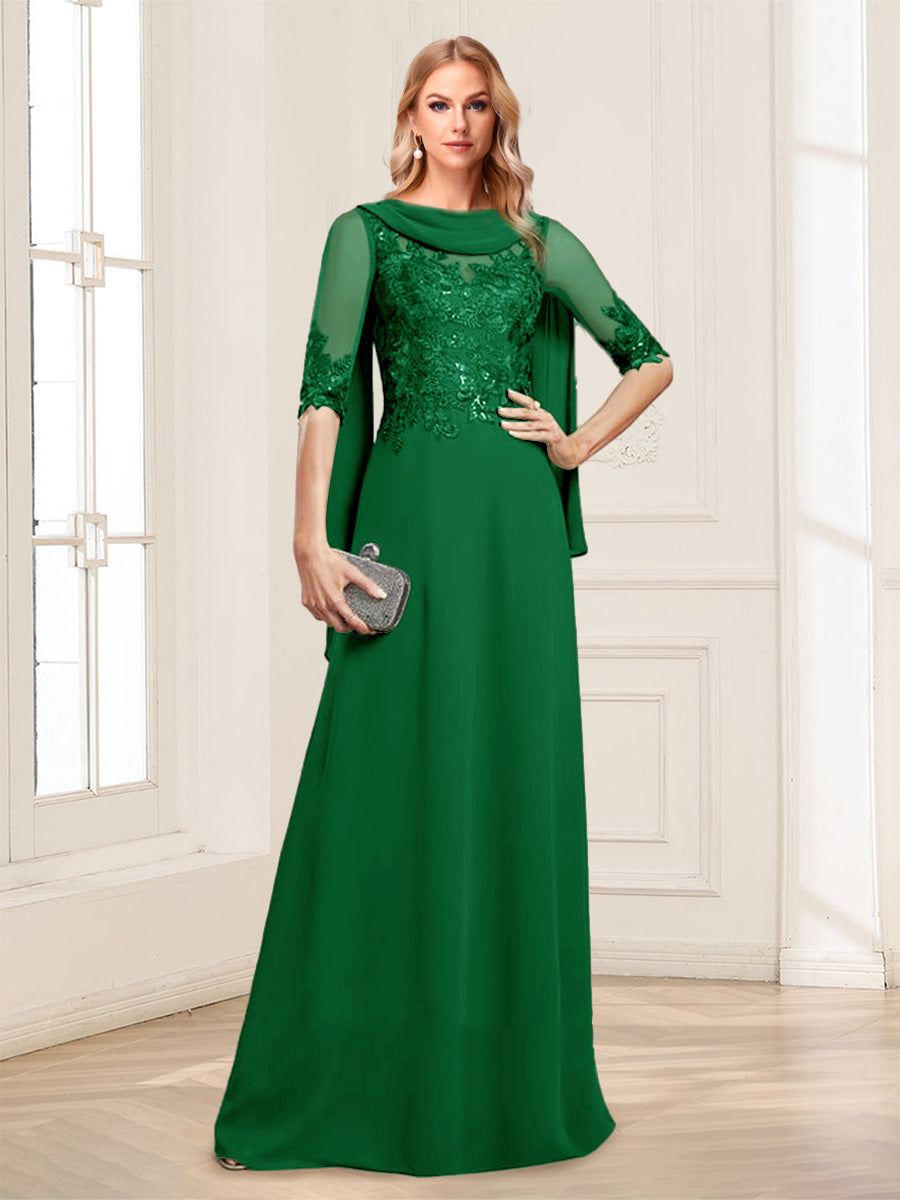 Nora June Forest Green front view mother of the bride dress