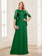 Nora June Forest Green front view mother of the bride dress
