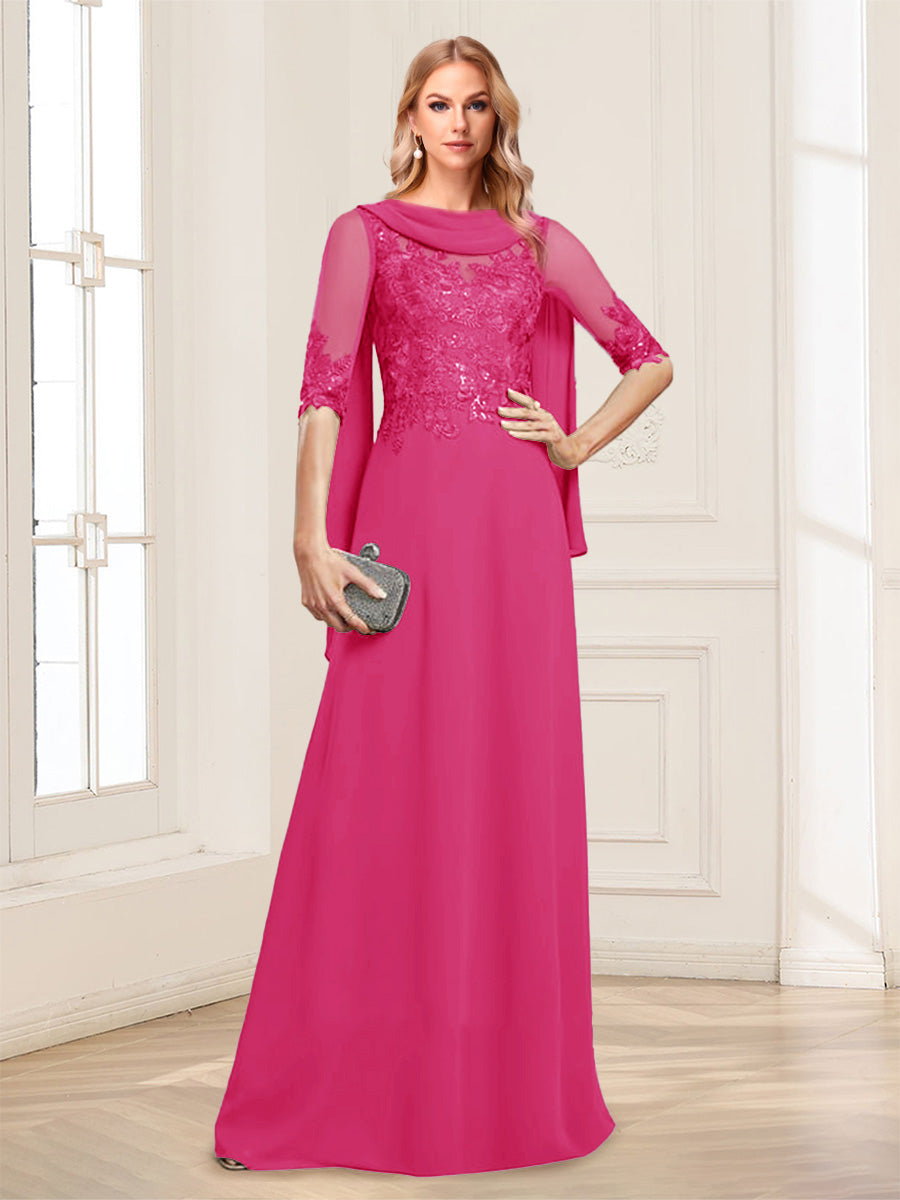 Nora June Hot Pink front view mother of the bride dress