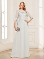 Nora June Ivory back view mother of the bride dress