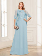 Nora June Sky Blue back view mother of the bride dress