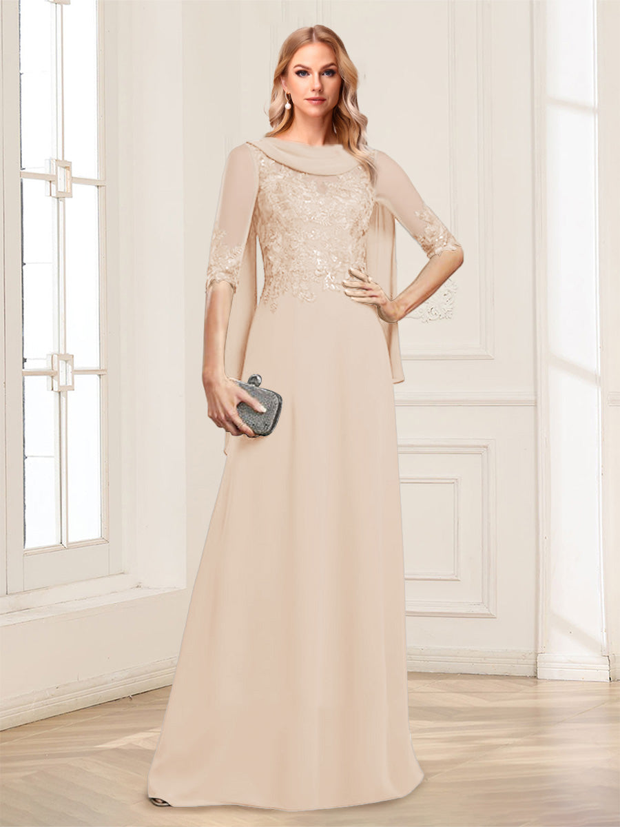 Nora June Champagne back view mother of the bride dress