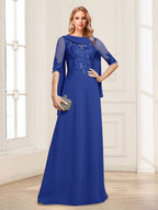 Nora June Royal Blue side view mother of the bride dress