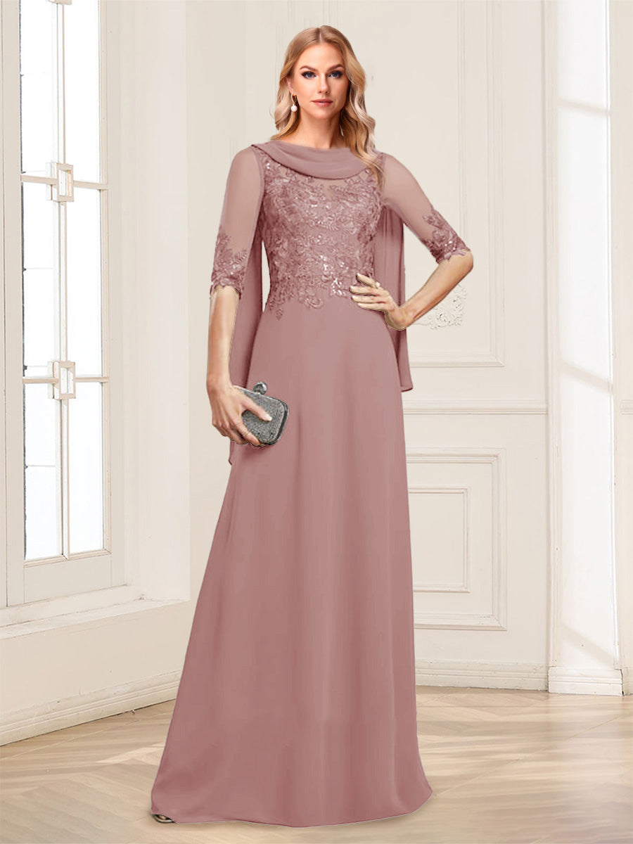 Nora June Mauve front view mother of the bride dress
