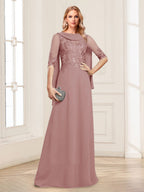 Nora June Mauve front view mother of the bride dress