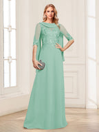 Nora June Mint Green front view mother of the bride dress