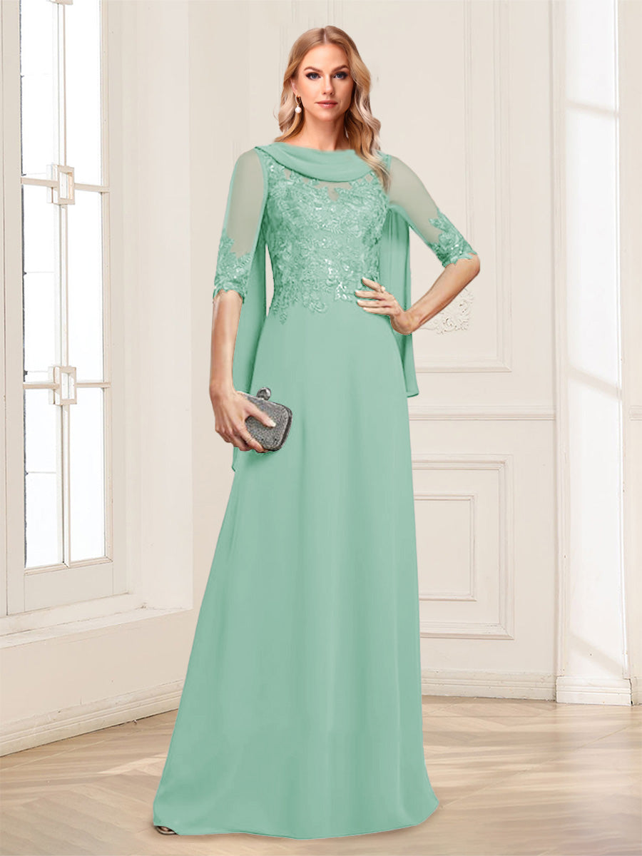 Nora June Mint Green front view mother of the bride dress