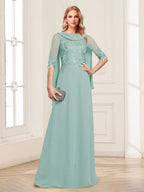 Nora June Pool Blue back view mother of the bride dress