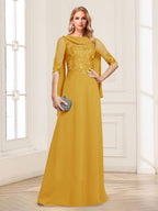 Nora June Gold back view mother of the bride dress