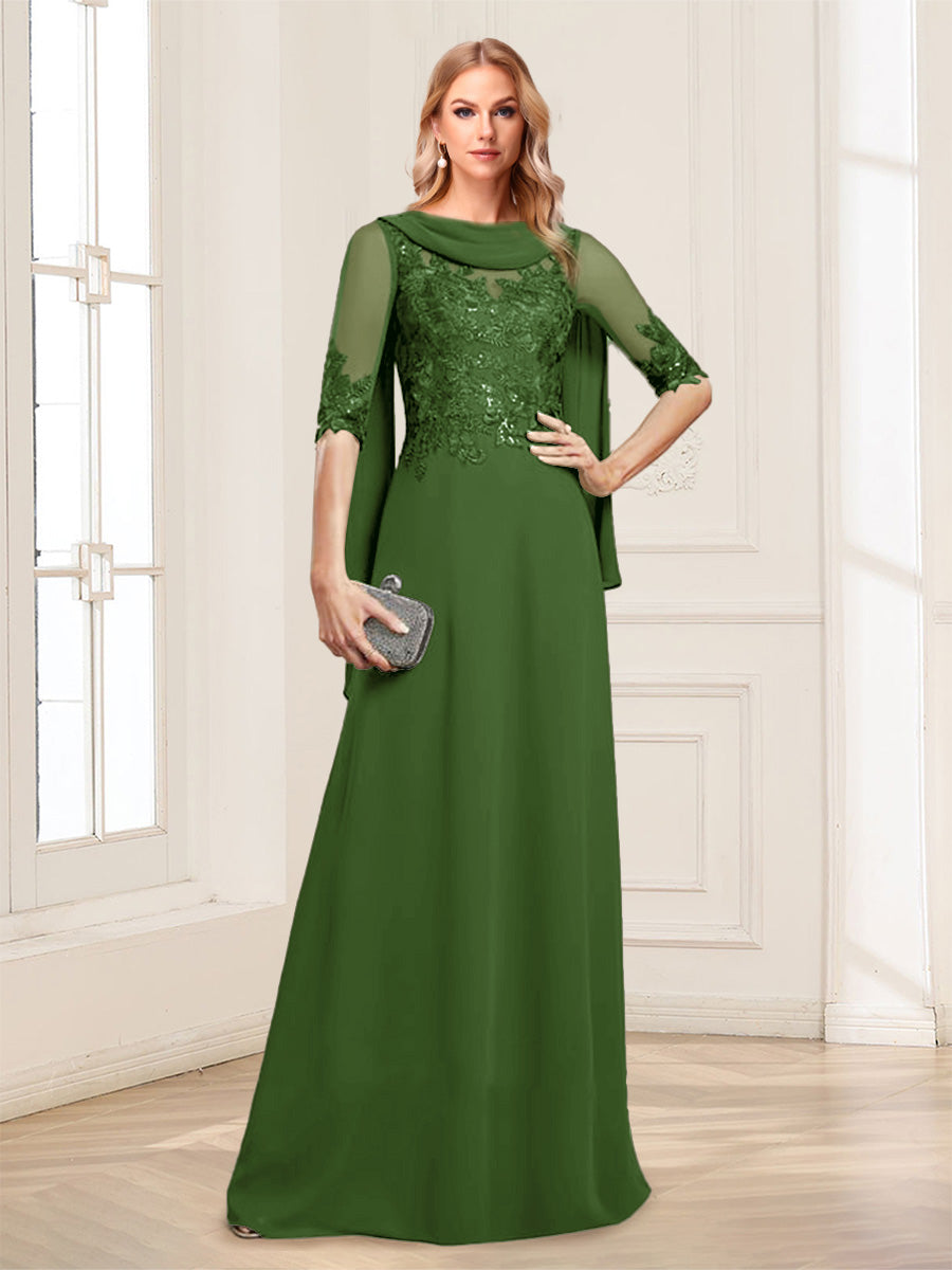 Nora June Olive Green front view mother of the bride dress