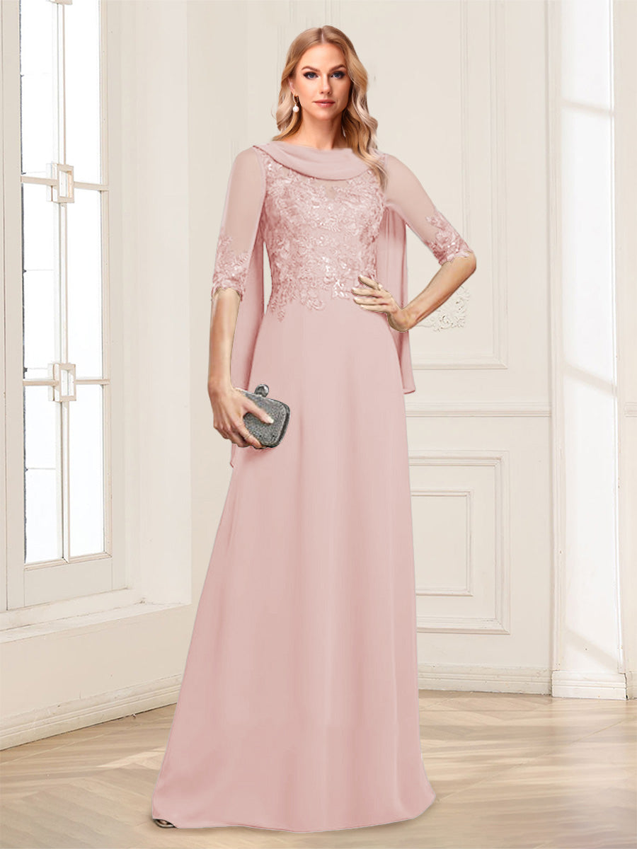 Nora June Pearl Pink back view mother of the bride dress
