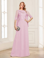 Nora June Rose Pink front view mother of the bride dress