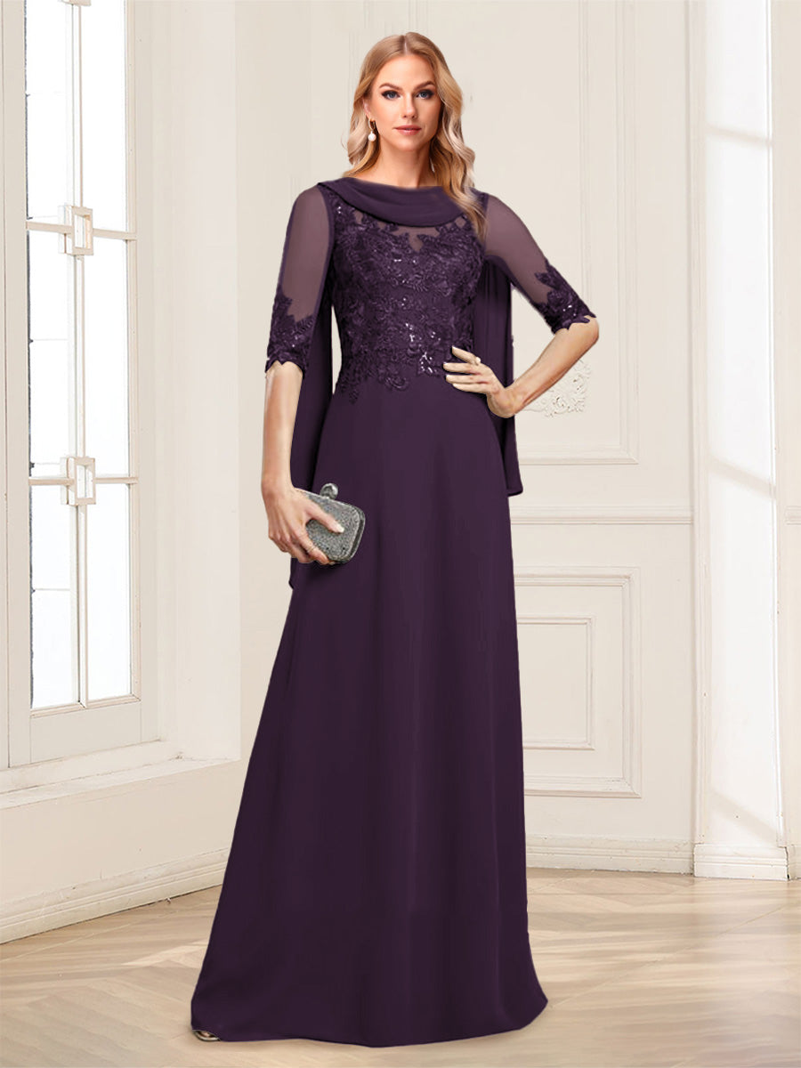 Nora June Plum back view mother of the bride dress