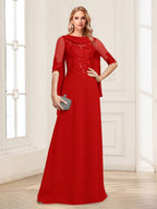 Nora June Red front view mother of the bride dress