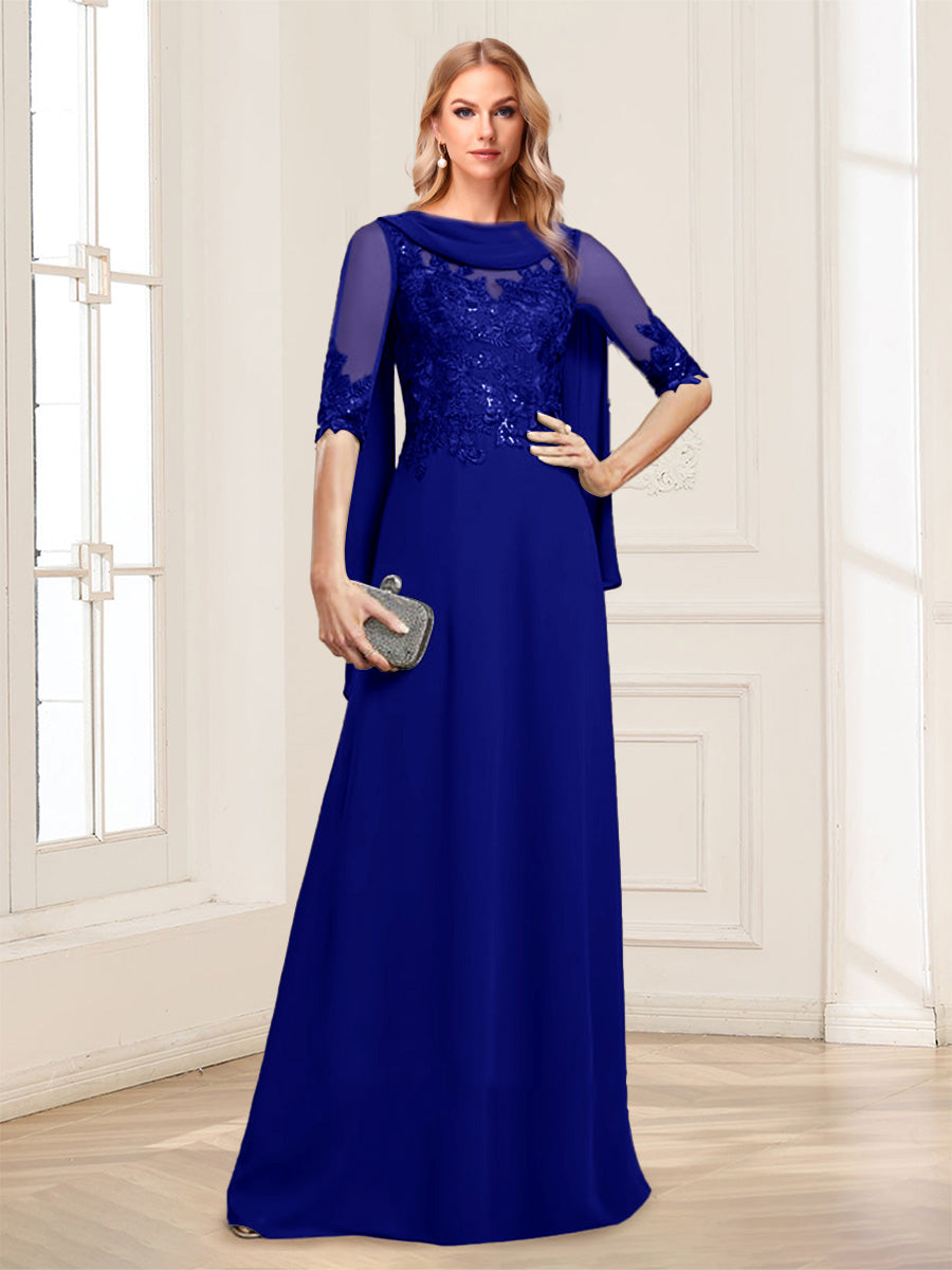 Nora June Royal Blue back view mother of the bride dress