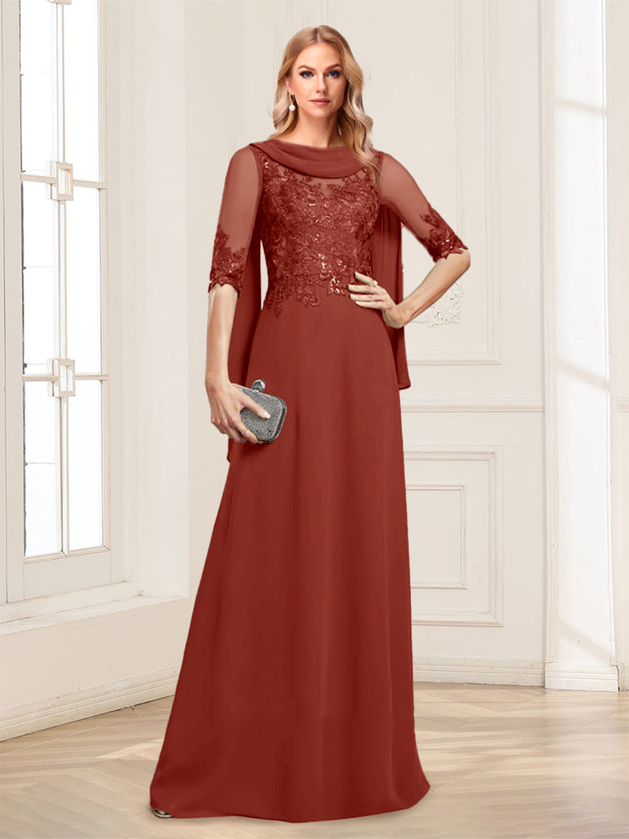 Nora June Rust front view mother of the bride dress
