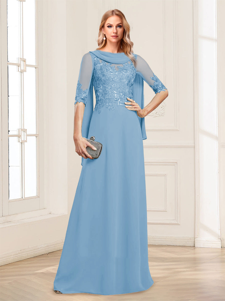 Nora June Sky Blue side view mother of the bride dress