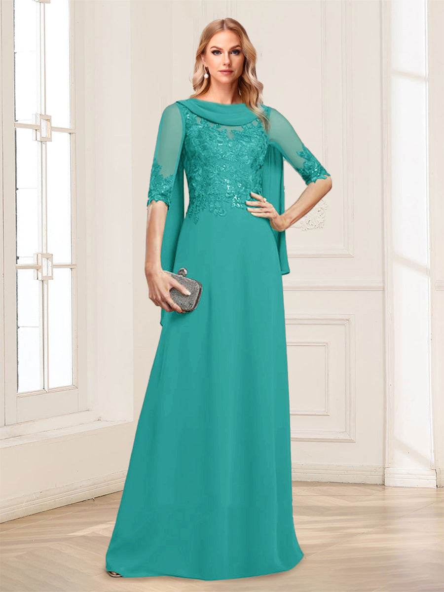Nora June Turquoise back view mother of the bride dress