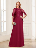 Nora June Burgundy back view mother of the bride dress