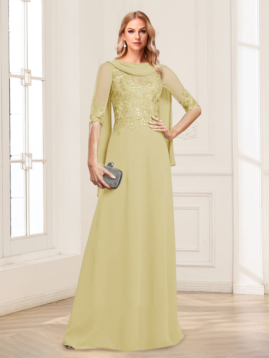 Nora June Yellow front view mother of the bride dress