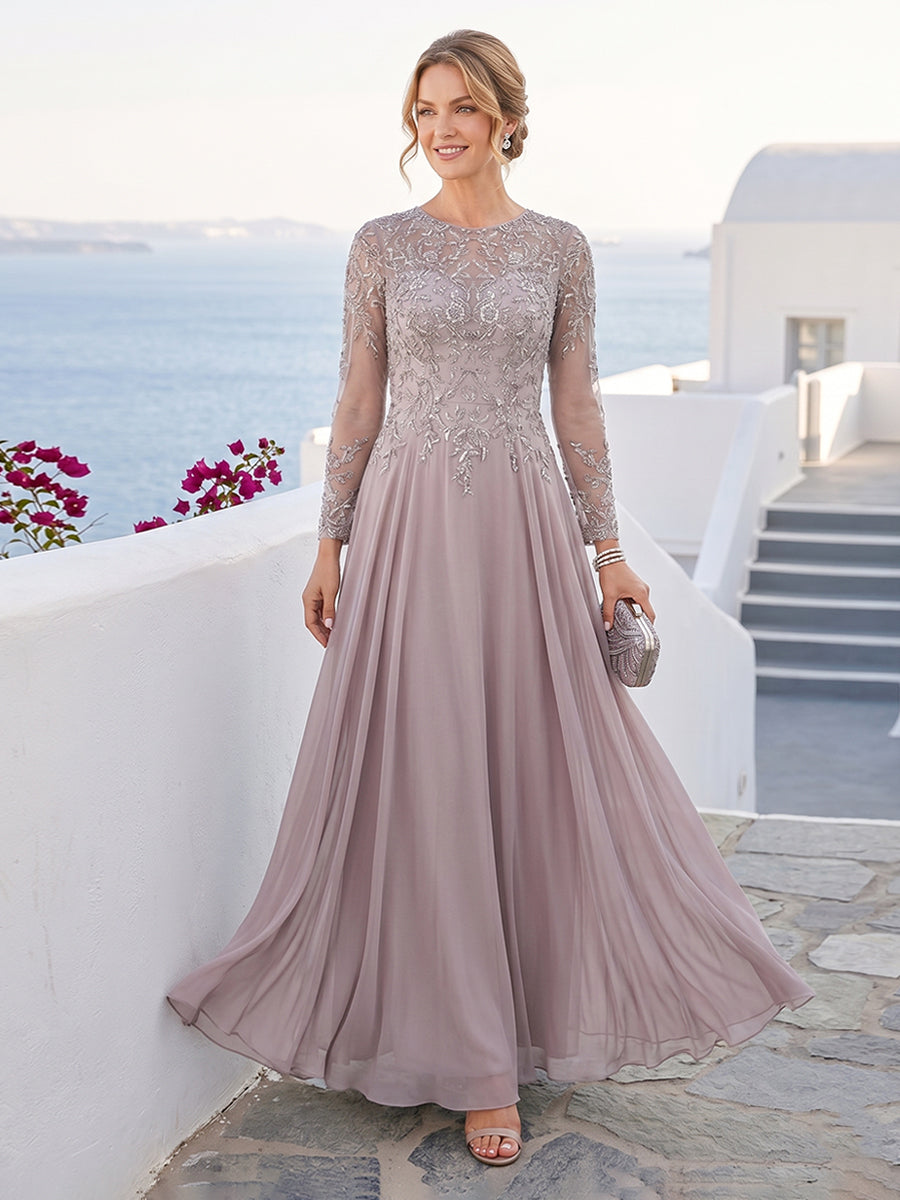 Ophelia Rue Dusty Rose front view mother of the bride dress