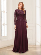 Ophelia Rue Burgundy front view mother of the bride dress