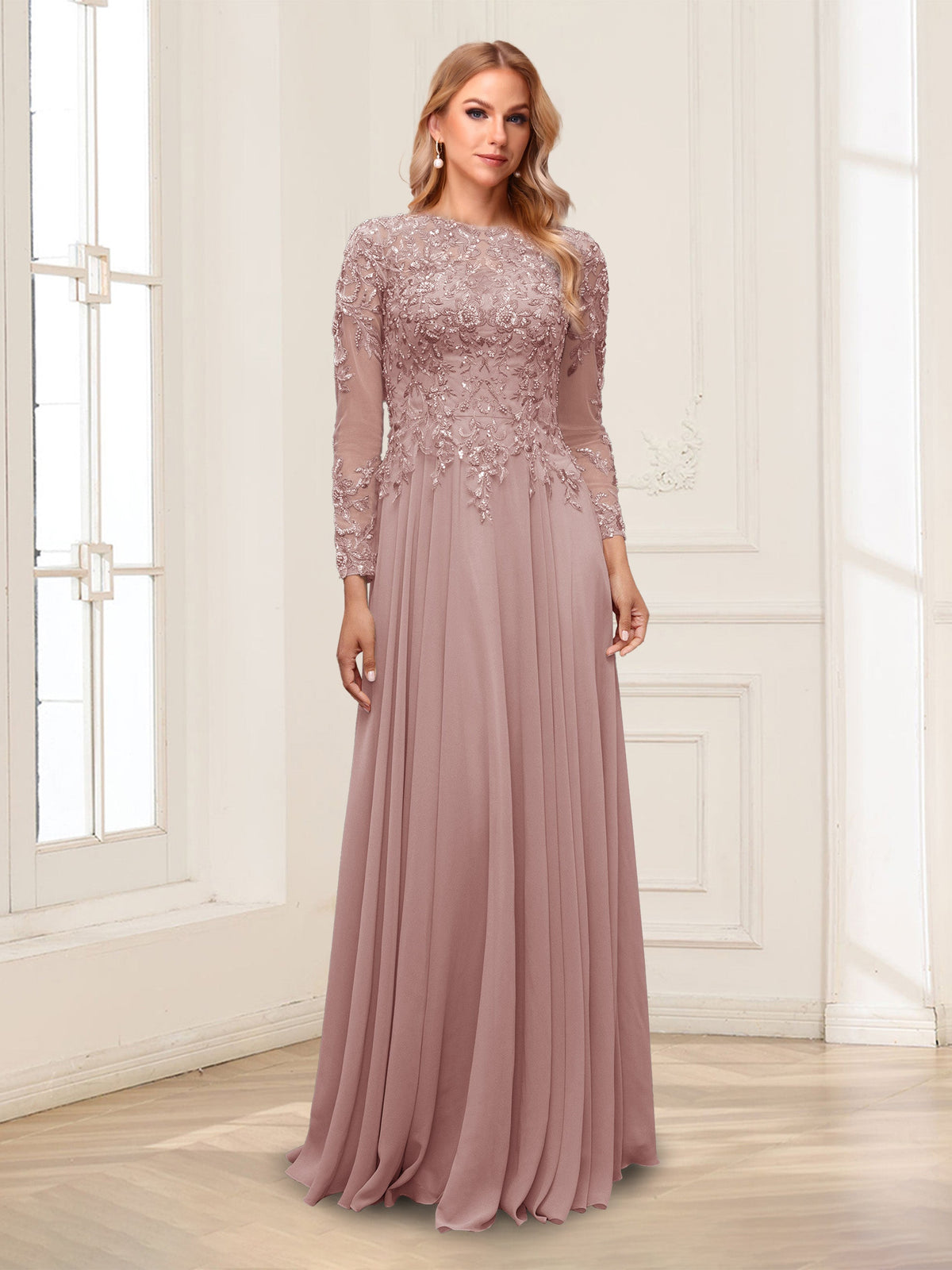 Ophelia Rue Dusty Rose bodice detail mother of the bride dress