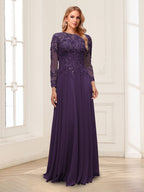 Ophelia Rue Grape front view mother of the bride dress