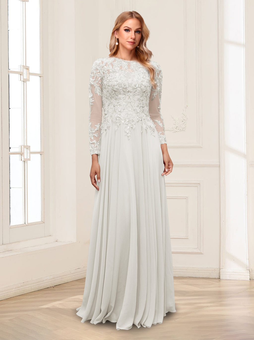 Ophelia Rue Ivory front view mother of the bride dress