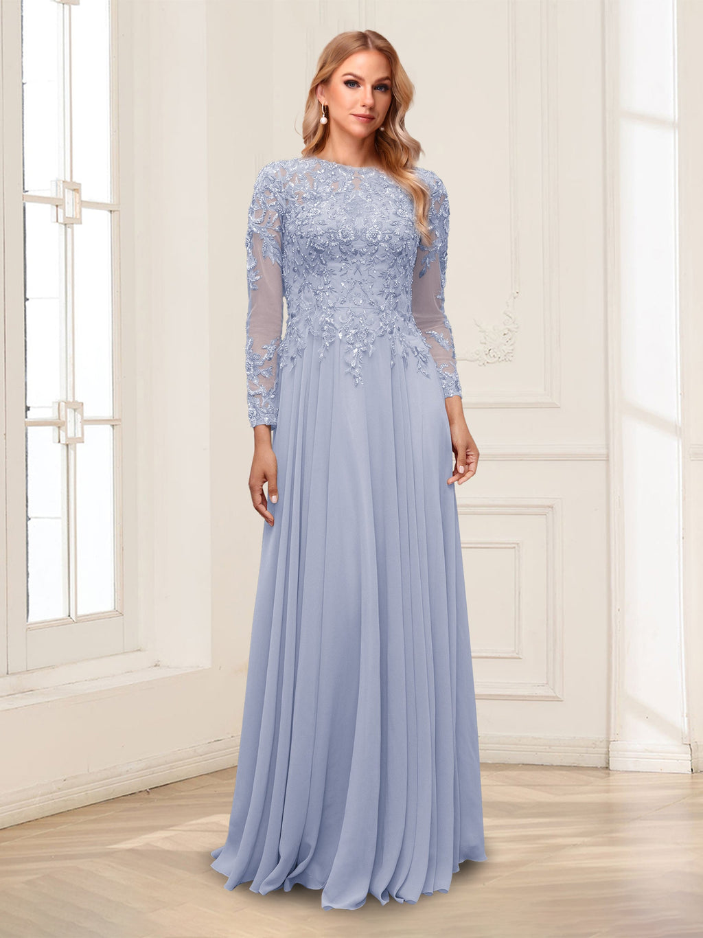 Lorelei lavender front view mother of the bride dress