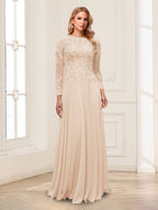Lorelei champagne alternate front view 2 mother of the bride dress