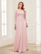 Lorelei pearl pink front view mother of the bride dress